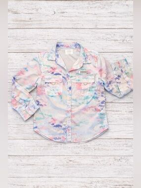 Ocean Coast Kids' Pastel Tie-Dye Button-Down Shirt — Pink, Blue, Purple